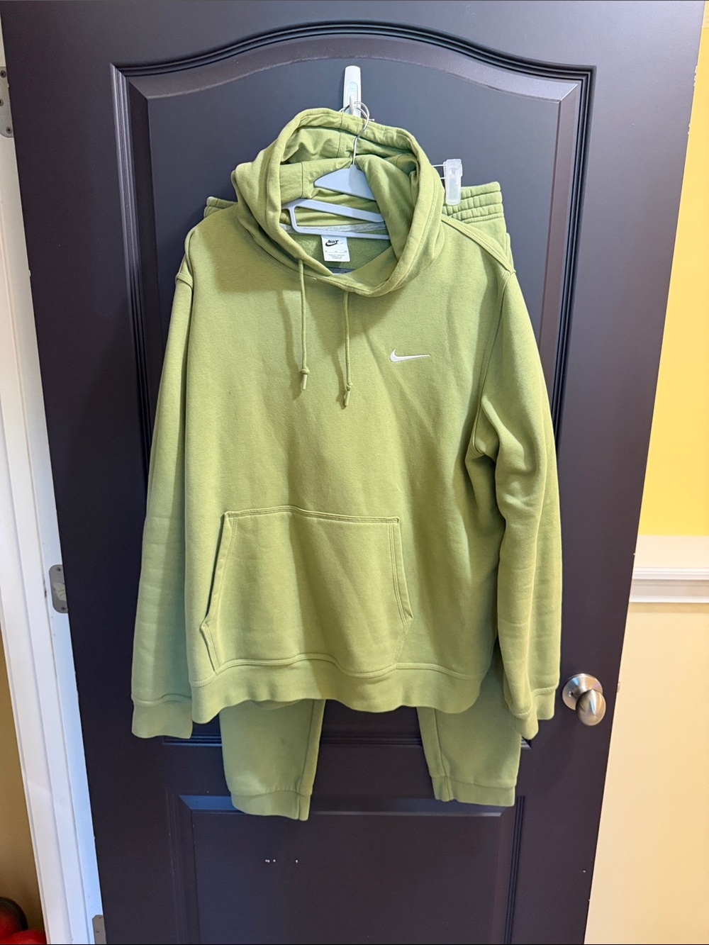 Nike Olive Crewneck Hoodie with Small Swoosh and matching pants